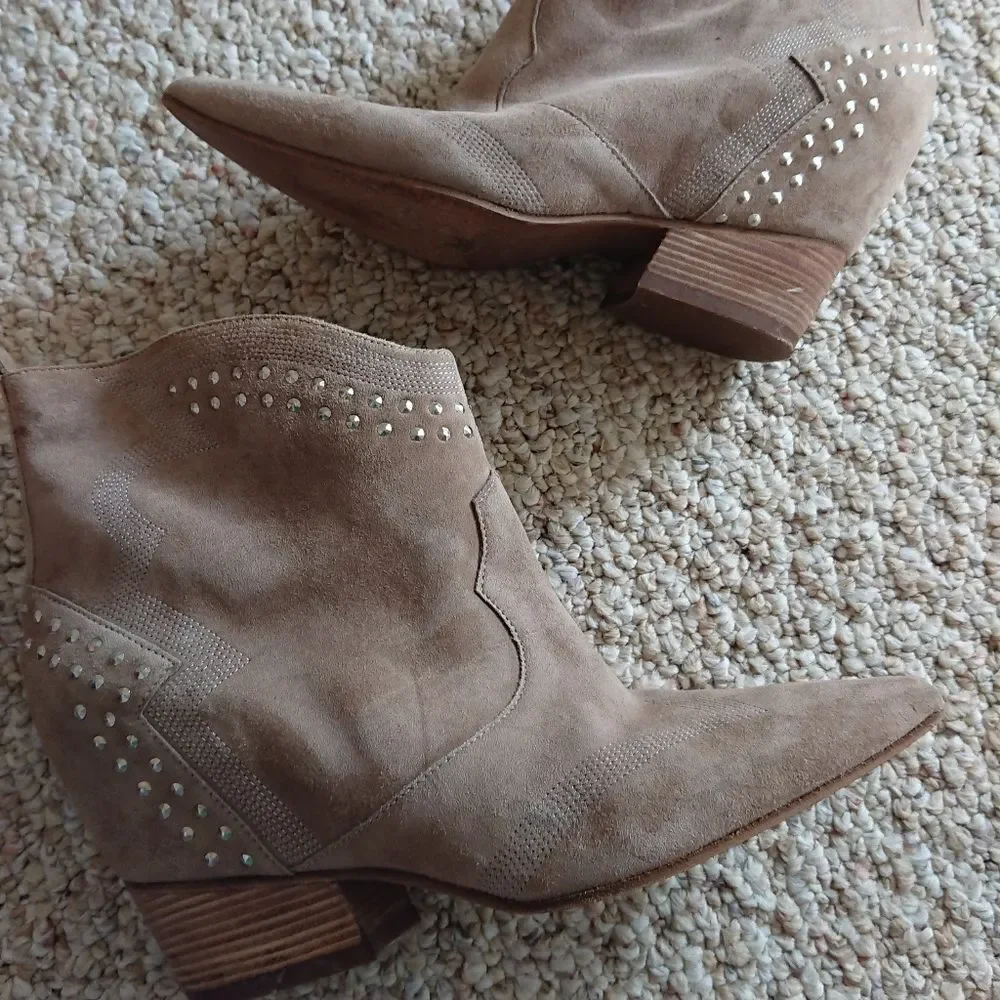 SIGERSON MORRISON Suede Whipstitch Trim Western Boots size 7